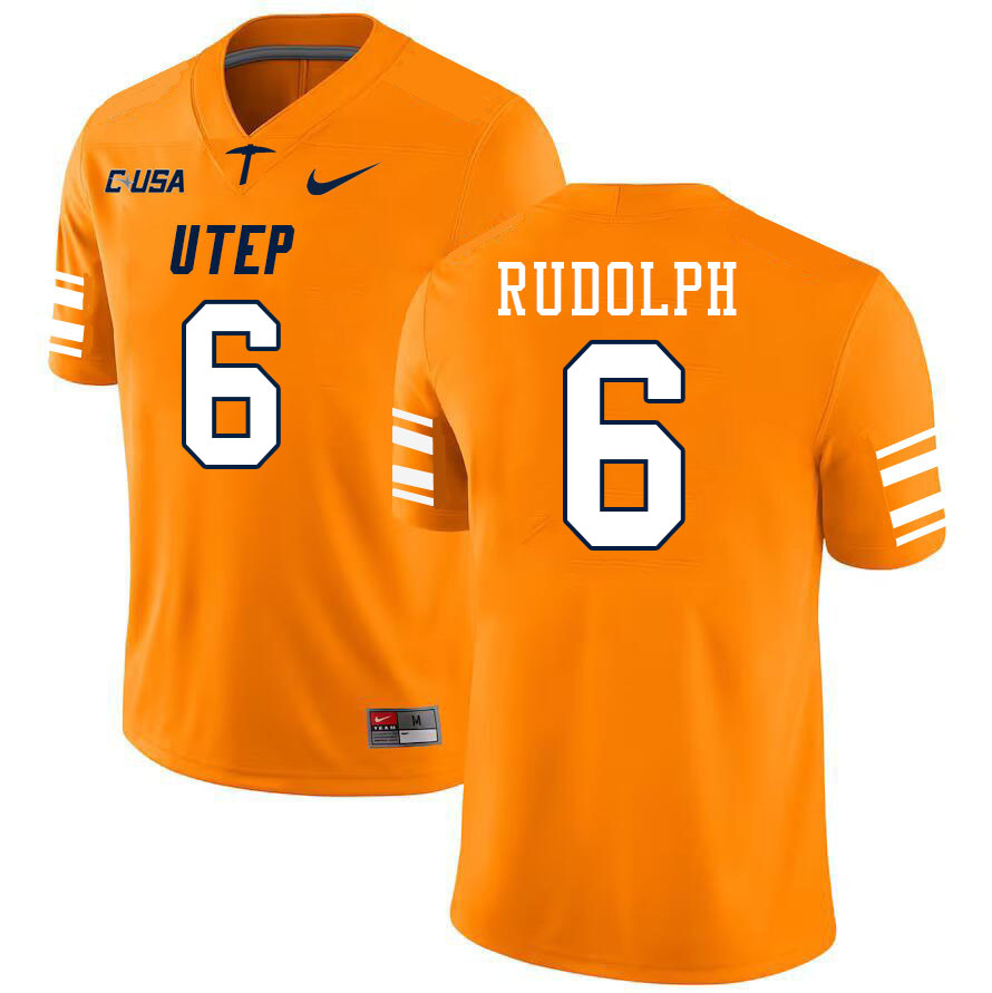 Men-Youth #6 Jalen Rudolph UTEP Miners 2023 College Football Jerseys Stitched Sale-Orange